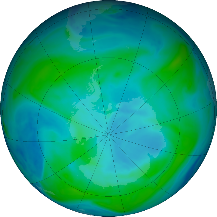 Antarctic ozone map for 28 January 2024
